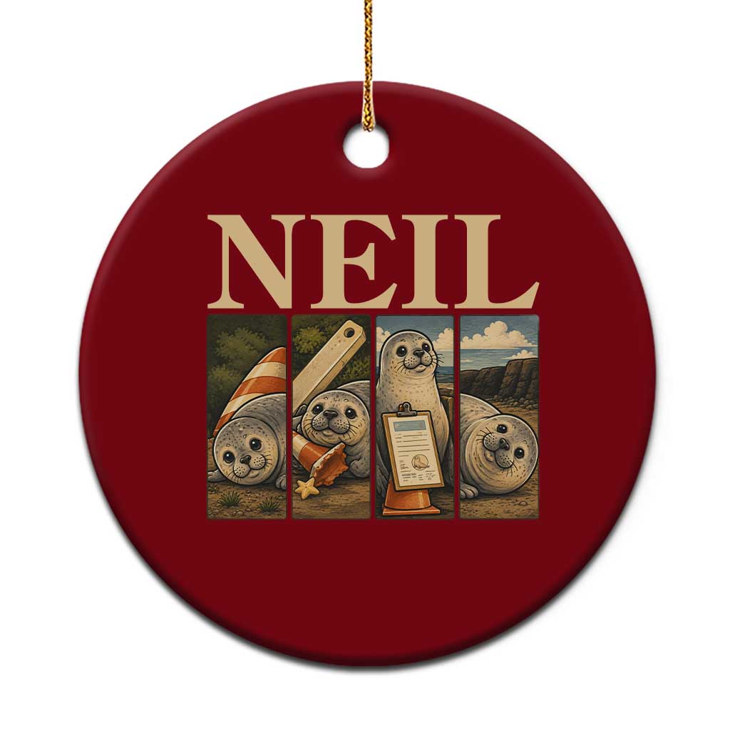 Funny Neil The Seal Ceramic Ornament Viral Ocean Animal Meme Graphic