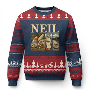 Funny Neil The Seal Ugly Christmas Sweater Viral Ocean Animal Meme Graphic