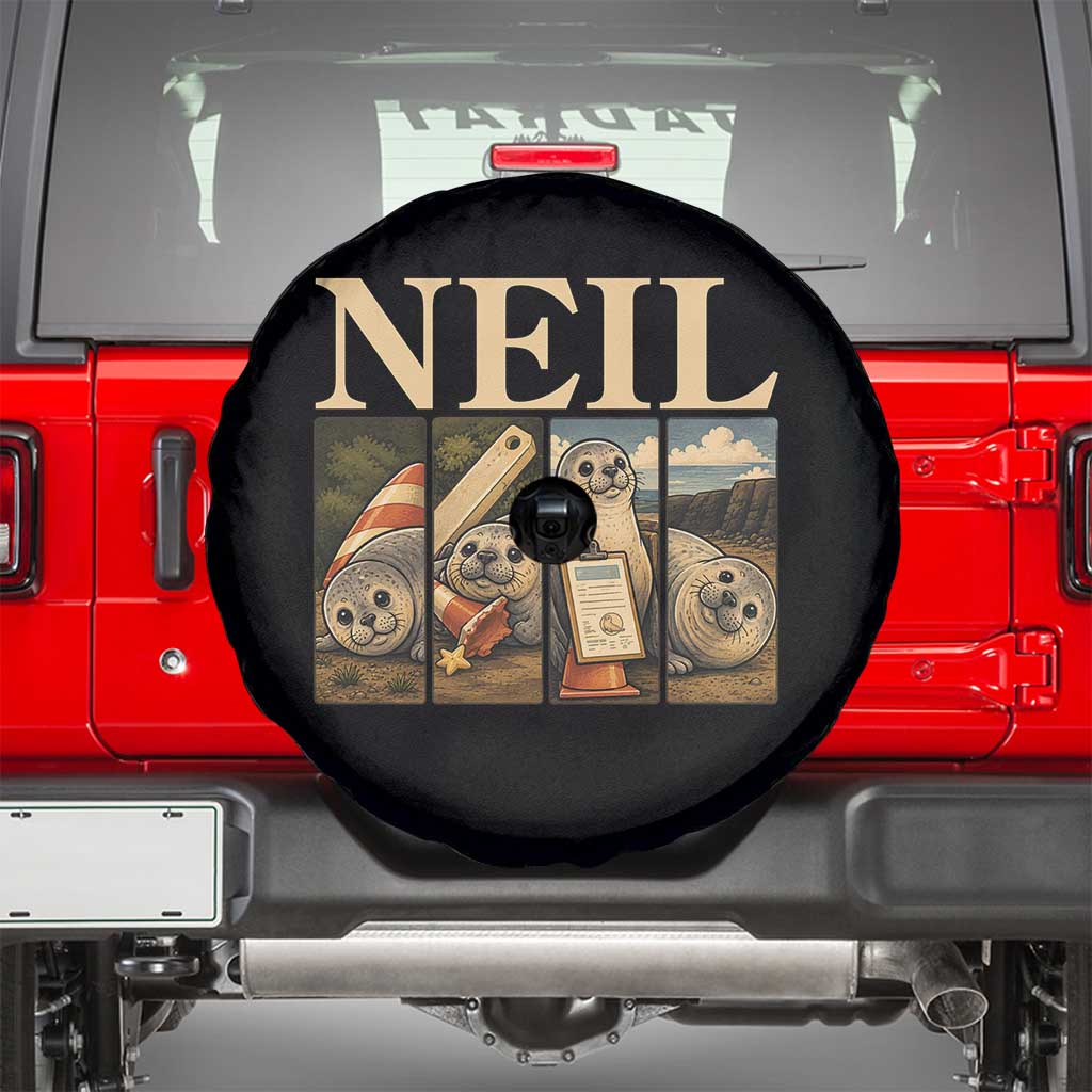 Funny Neil The Seal Spare Tire Cover Viral Ocean Animal Meme Graphic