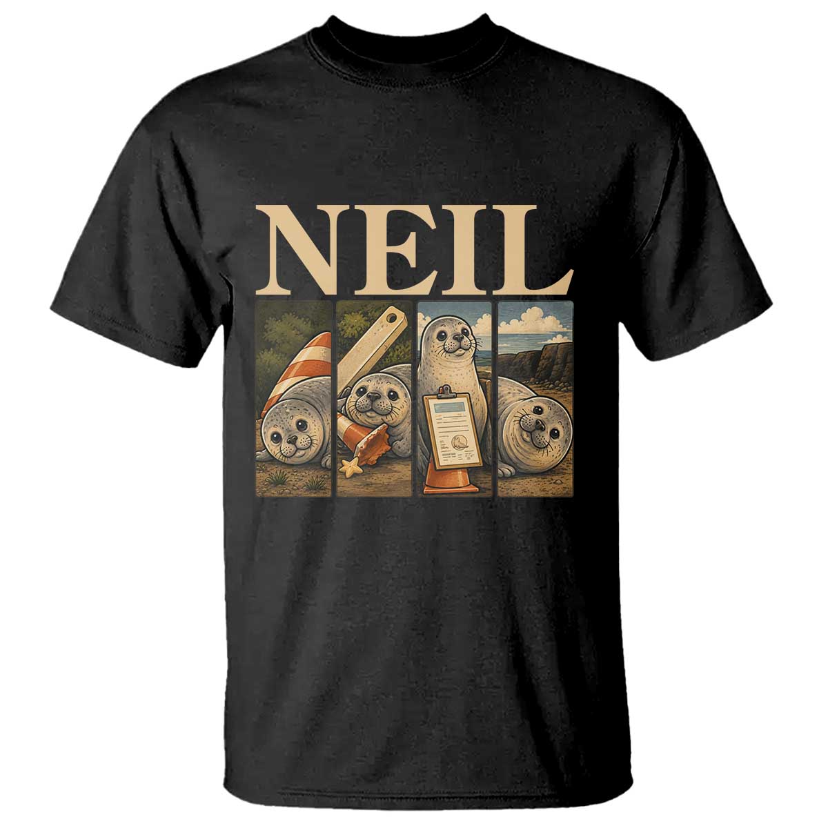 Funny Neil The Seal T Shirt Viral Ocean Animal Meme Graphic