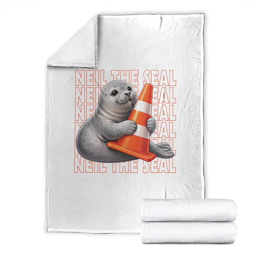 Neil The Seal Groovy Throw Blanket Retro Vintage Cute Seal Lover Graphic