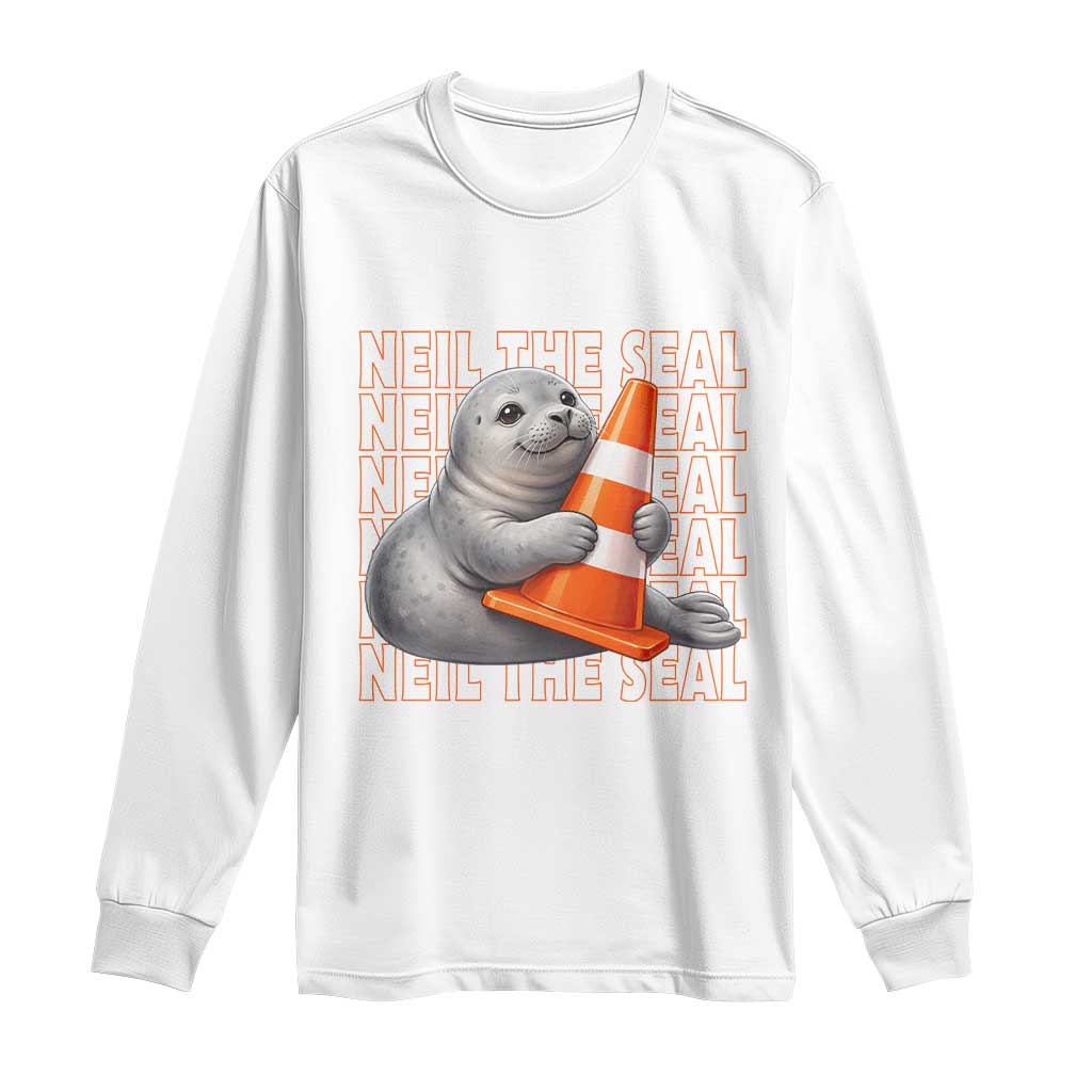 Neil The Seal Groovy Long Sleeve Shirt Retro Vintage Cute Seal Lover Graphic TS12 White Print Your Wear