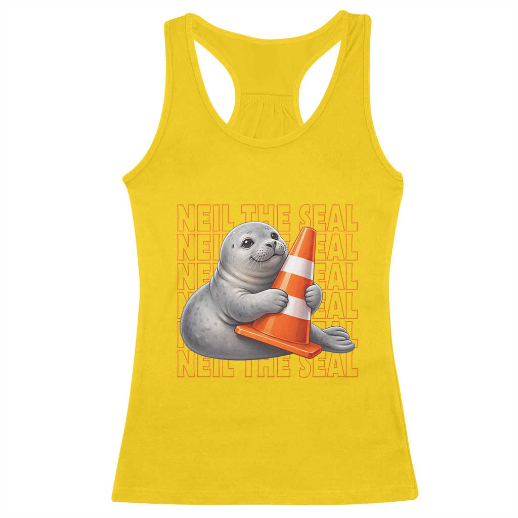 Neil The Seal Groovy Racerback Tank Top Retro Vintage Cute Seal Lover Graphic