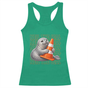 Neil The Seal Groovy Racerback Tank Top Retro Vintage Cute Seal Lover Graphic