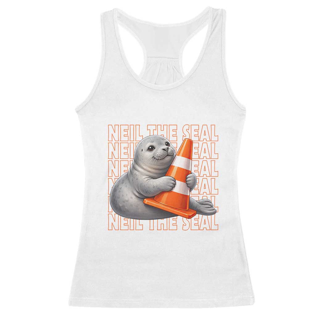 Neil The Seal Groovy Racerback Tank Top Retro Vintage Cute Seal Lover Graphic