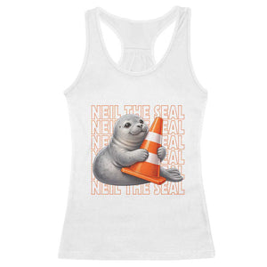 Neil The Seal Groovy Racerback Tank Top Retro Vintage Cute Seal Lover Graphic