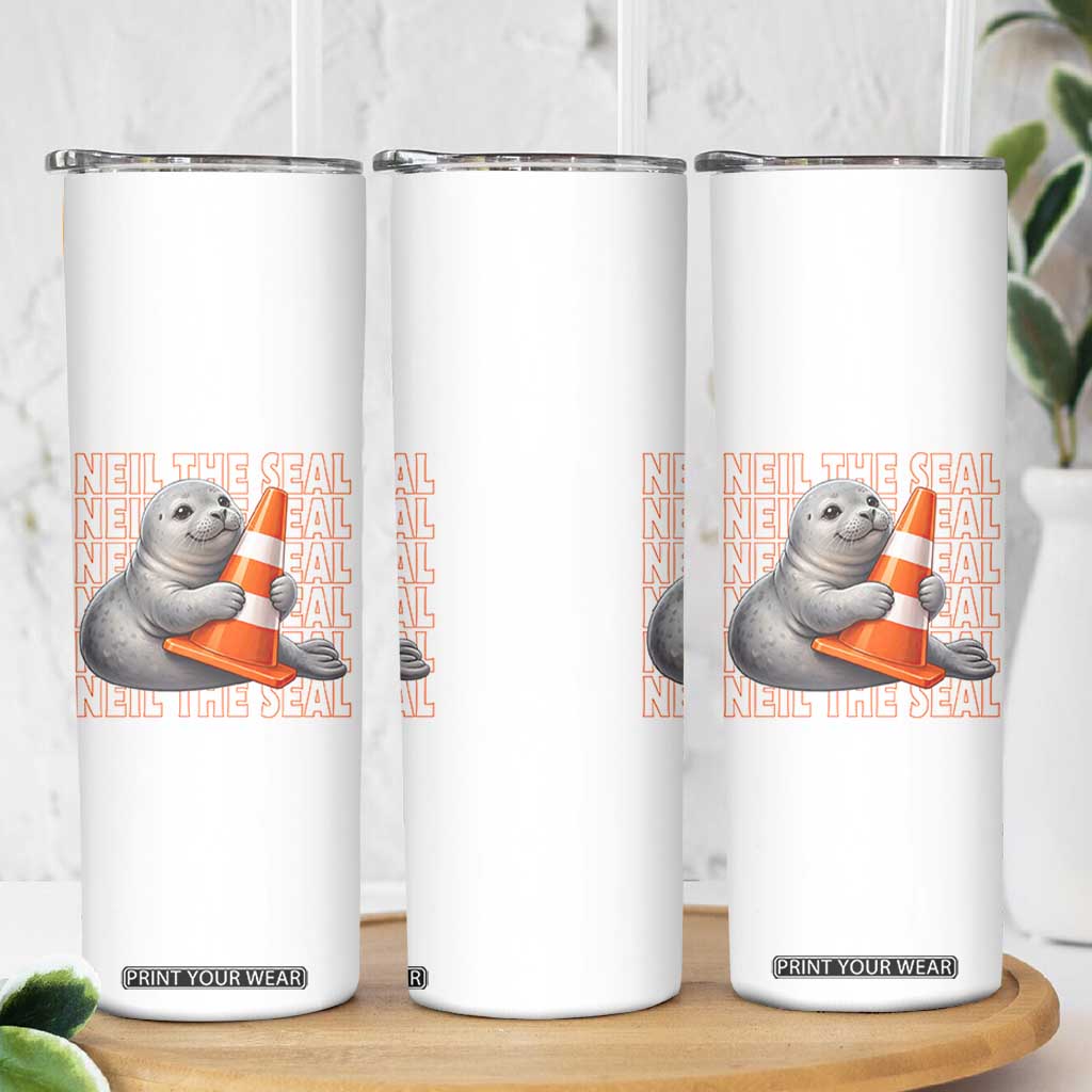 Neil The Seal Groovy Skinny Tumbler Retro Vintage Cute Seal Lover Graphic