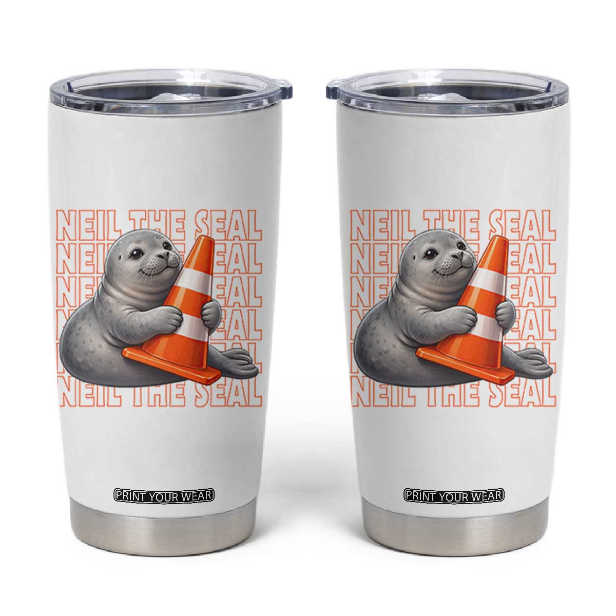 Neil The Seal Groovy Tumbler Cup Retro Vintage Cute Seal Lover Graphic
