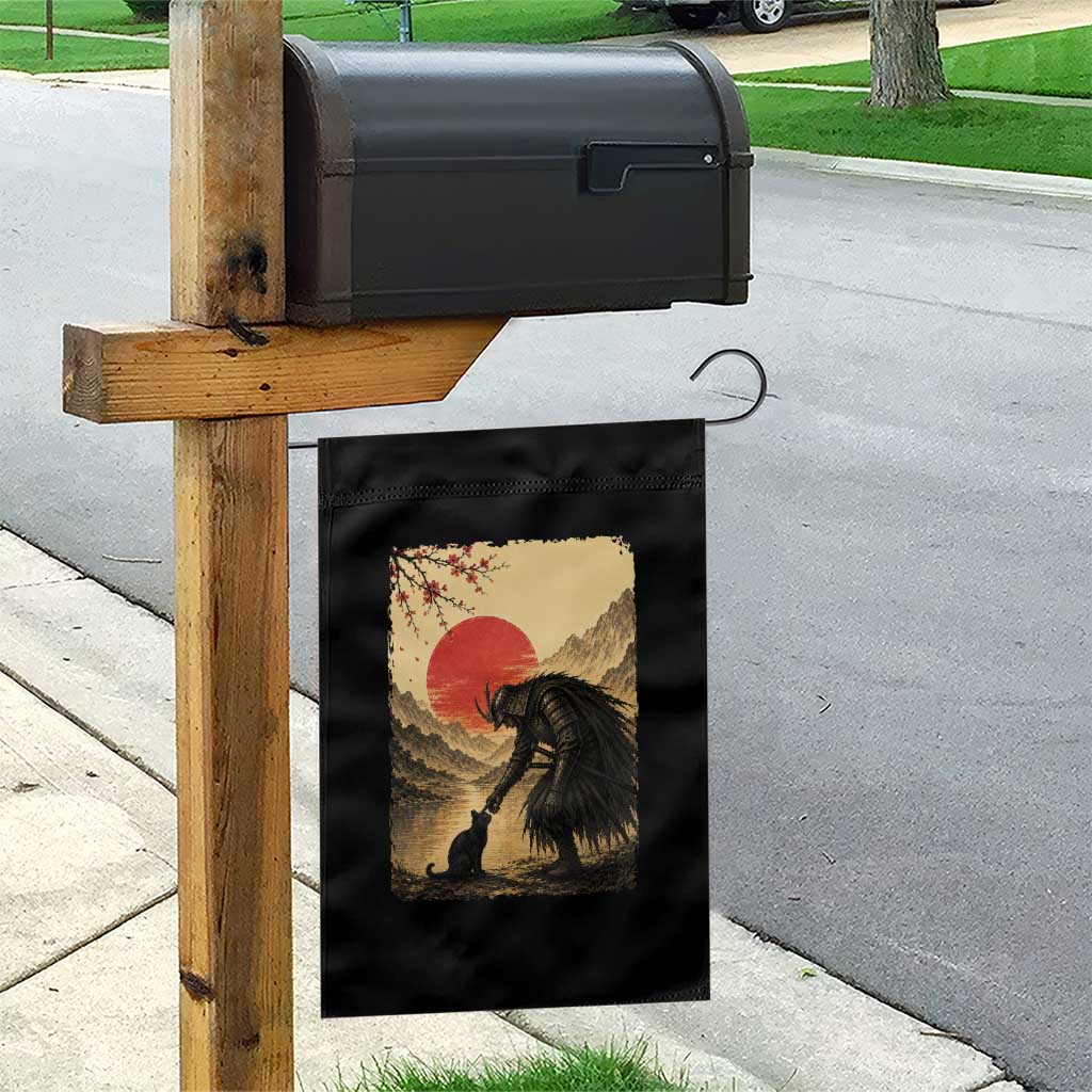 Vintage Japanese Art Samurai Warrior Black Cat Garden Flag Ukiyoe Style Boop Meme