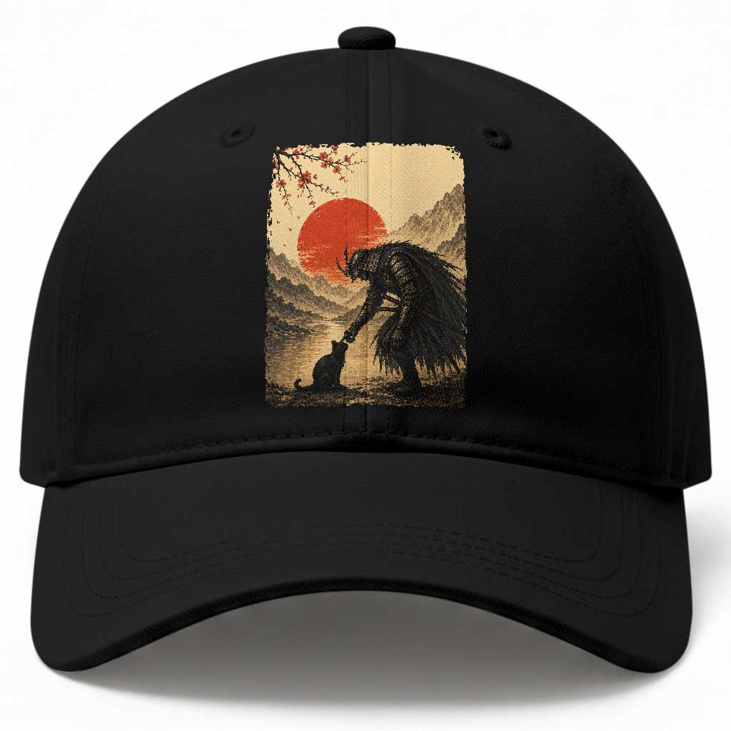 Vintage Japanese Art Samurai Warrior Black Cat Baseball Cap Ukiyoe Style Boop Meme TS12 Print Your Wear