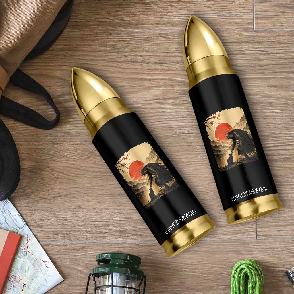 Vintage Japanese Art Samurai Warrior Black Cat Bullet Tumbler Ukiyoe Style Boop Meme