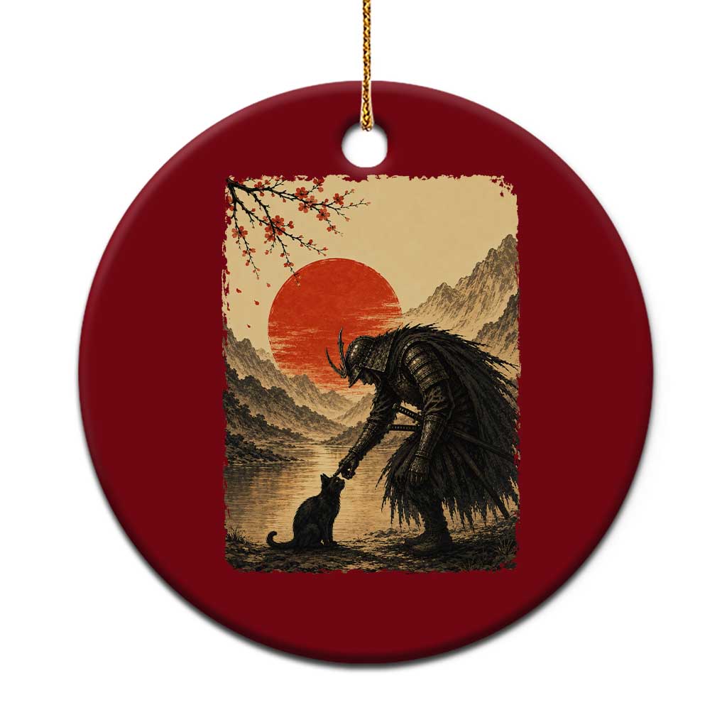 Vintage Japanese Art Samurai Warrior Black Cat Ceramic Ornament Ukiyoe Style Boop Meme TS12 1pc Red Print Your Wear