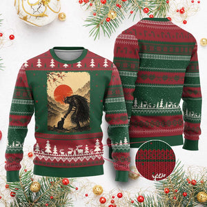 Vintage Japanese Art Samurai Warrior Black Cat Ugly Christmas Sweater Ukiyoe Style Boop Meme
