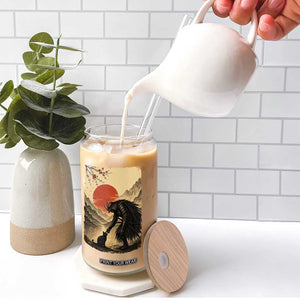 Vintage Japanese Art Samurai Warrior Black Cat Glass Can Ukiyoe Style Boop Meme