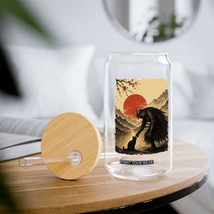 Vintage Japanese Art Samurai Warrior Black Cat Glass Can Ukiyoe Style Boop Meme