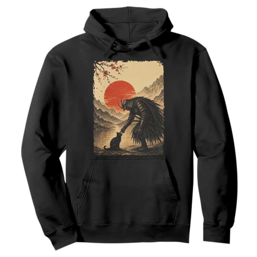 Vintage Japanese Art Samurai Warrior Black Cat Hoodie Ukiyoe Style Boop Meme TS12 Black Print Your Wear