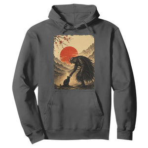 Vintage Japanese Art Samurai Warrior Black Cat Hoodie Ukiyoe Style Boop Meme