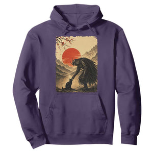 Vintage Japanese Art Samurai Warrior Black Cat Hoodie Ukiyoe Style Boop Meme