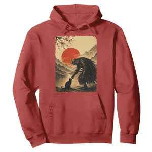 Vintage Japanese Art Samurai Warrior Black Cat Hoodie Ukiyoe Style Boop Meme