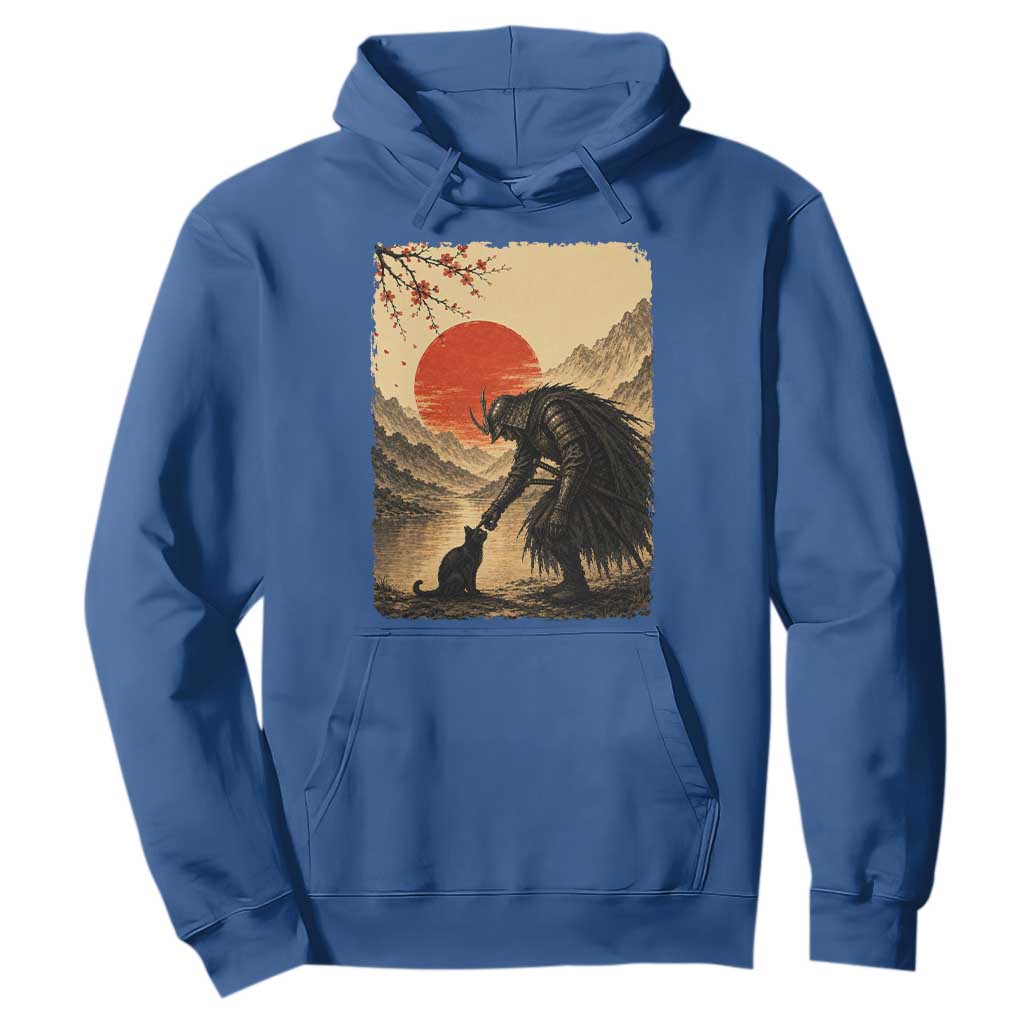 Vintage Japanese Art Samurai Warrior Black Cat Hoodie Ukiyoe Style Boop Meme