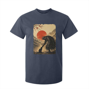 Vintage Japanese Art Samurai Warrior Black Cat T Shirt For Kid Ukiyoe Style Boop Meme