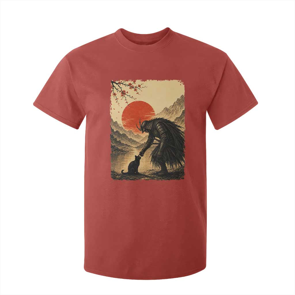 Vintage Japanese Art Samurai Warrior Black Cat T Shirt For Kid Ukiyoe Style Boop Meme