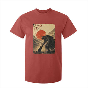 Vintage Japanese Art Samurai Warrior Black Cat T Shirt For Kid Ukiyoe Style Boop Meme
