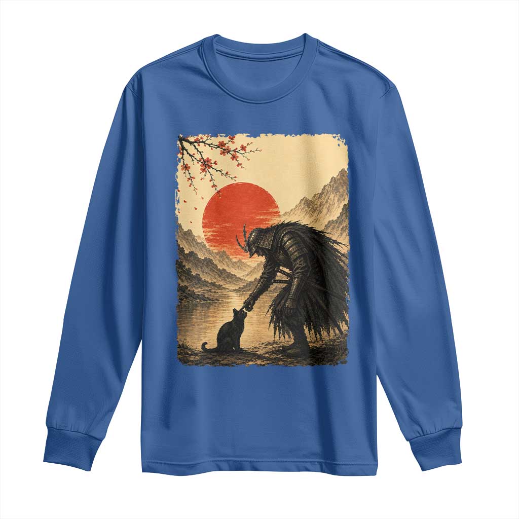 Vintage Japanese Art Samurai Warrior Black Cat Long Sleeve Shirt Ukiyoe Style Boop Meme