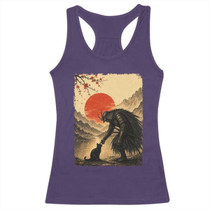 Vintage Japanese Art Samurai Warrior Black Cat Racerback Tank Top Ukiyoe Style Boop Meme