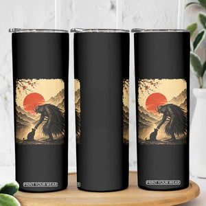 Vintage Japanese Art Samurai Warrior Black Cat Skinny Tumbler Ukiyoe Style Boop Meme