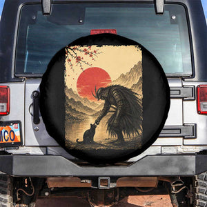 Vintage Japanese Art Samurai Warrior Black Cat Spare Tire Cover Ukiyoe Style Boop Meme
