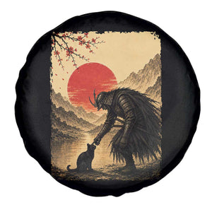 Vintage Japanese Art Samurai Warrior Black Cat Spare Tire Cover Ukiyoe Style Boop Meme