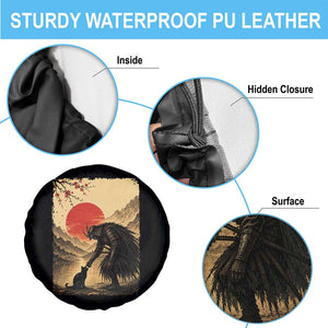 Vintage Japanese Art Samurai Warrior Black Cat Spare Tire Cover Ukiyoe Style Boop Meme