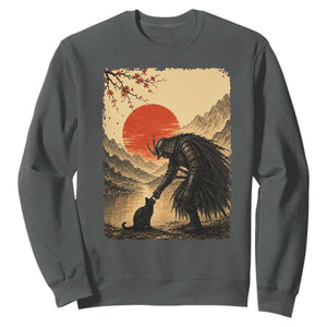 Vintage Japanese Art Samurai Warrior Black Cat Sweatshirt Ukiyoe Style Boop Meme