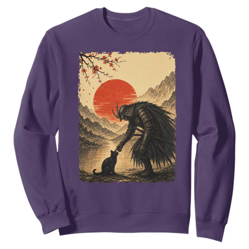 Vintage Japanese Art Samurai Warrior Black Cat Sweatshirt Ukiyoe Style Boop Meme