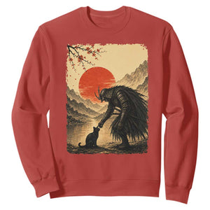 Vintage Japanese Art Samurai Warrior Black Cat Sweatshirt Ukiyoe Style Boop Meme