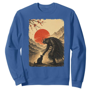 Vintage Japanese Art Samurai Warrior Black Cat Sweatshirt Ukiyoe Style Boop Meme