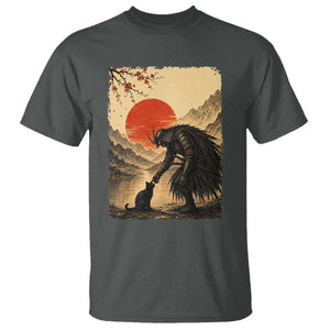 Vintage Japanese Art Samurai Warrior Black Cat T Shirt Ukiyoe Style Boop Meme TS12 Dark Heather Print Your Wear