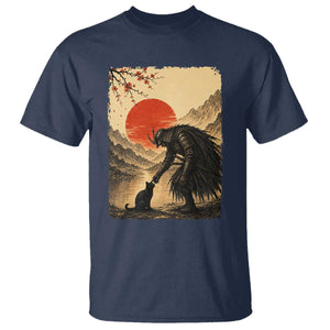 Vintage Japanese Art Samurai Warrior Black Cat T Shirt Ukiyoe Style Boop Meme TS12 Navy Print Your Wear
