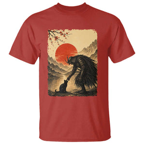 Vintage Japanese Art Samurai Warrior Black Cat T Shirt Ukiyoe Style Boop Meme TS12 Red Print Your Wear
