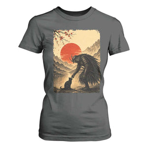 Vintage Japanese Art Samurai Warrior Black Cat T Shirt For Women Ukiyoe Style Boop Meme