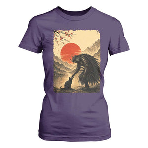 Vintage Japanese Art Samurai Warrior Black Cat T Shirt For Women Ukiyoe Style Boop Meme