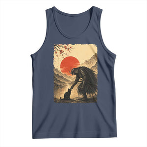 Vintage Japanese Art Samurai Warrior Black Cat Tank Top Ukiyoe Style Boop Meme