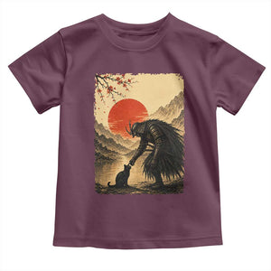 Vintage Japanese Art Samurai Warrior Black Cat Toddler T Shirt Ukiyoe Style Boop Meme