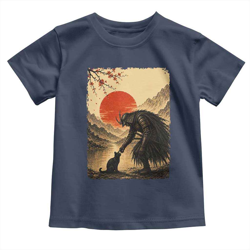 Vintage Japanese Art Samurai Warrior Black Cat Toddler T Shirt Ukiyoe Style Boop Meme