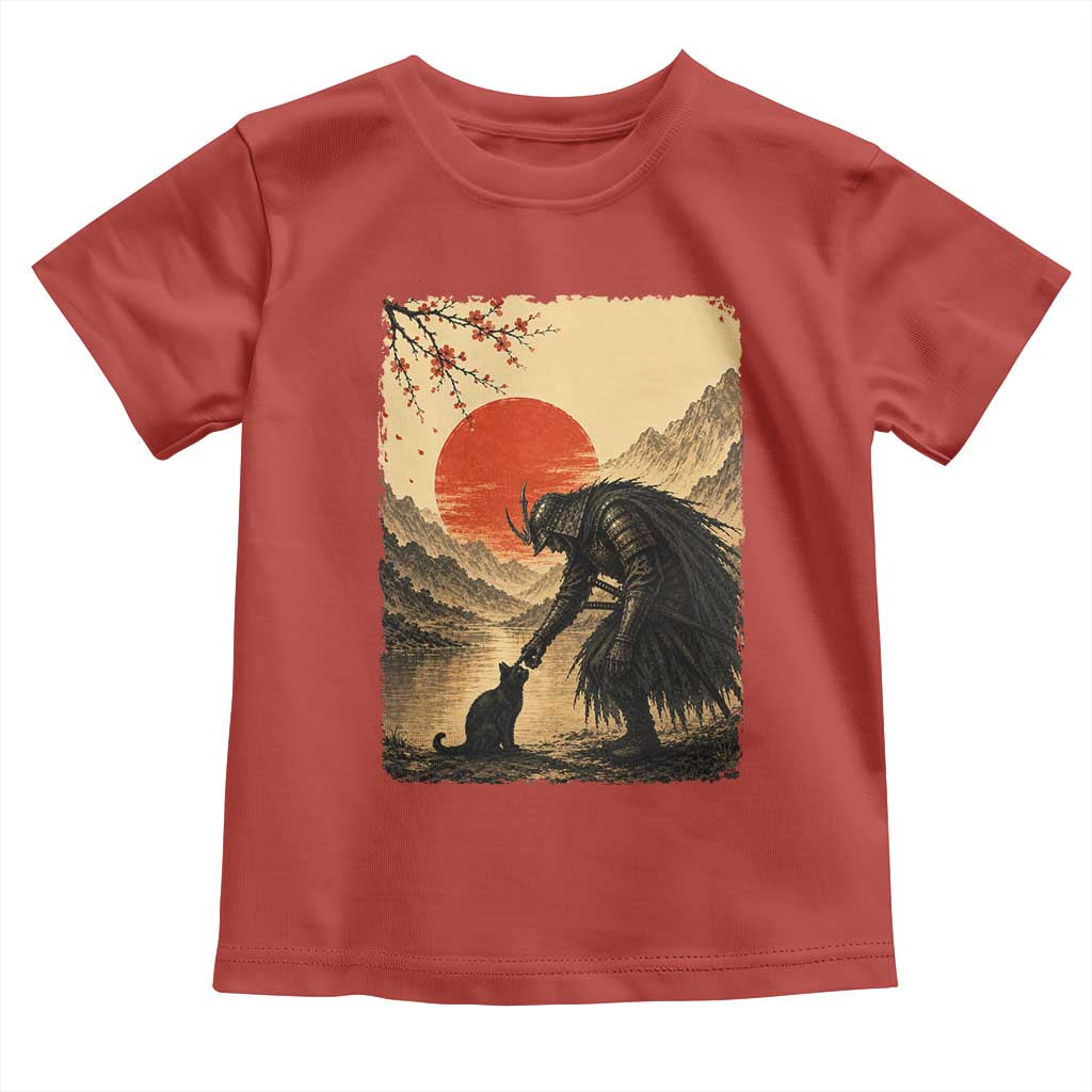 Vintage Japanese Art Samurai Warrior Black Cat Toddler T Shirt Ukiyoe Style Boop Meme