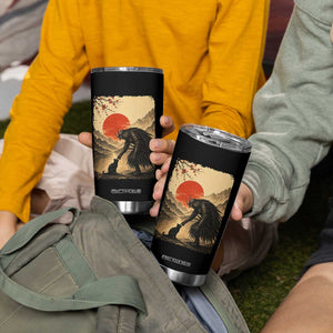 Vintage Japanese Art Samurai Warrior Black Cat Tumbler Cup Ukiyoe Style Boop Meme