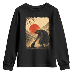 Vintage Japanese Art Samurai Warrior Black Cat Youth Sweatshirt Ukiyoe Style Boop Meme