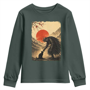 Vintage Japanese Art Samurai Warrior Black Cat Youth Sweatshirt Ukiyoe Style Boop Meme