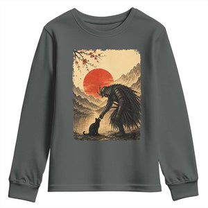 Vintage Japanese Art Samurai Warrior Black Cat Youth Sweatshirt Ukiyoe Style Boop Meme